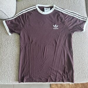 Adidas Men's Striped Brown T-Shirt